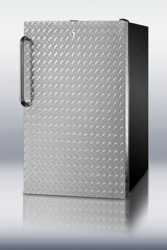 Summit FF521BLBIDPL Refrigerator, Silver With Diamond Plate